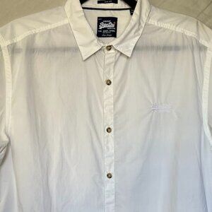 Superdry Premium Cotton Dress Shirt Short Sleeve Size L